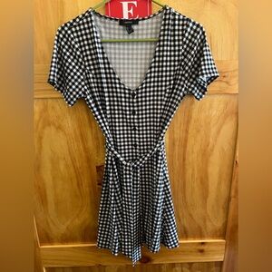 Forever 21 black and white checkered skater dress with back tie